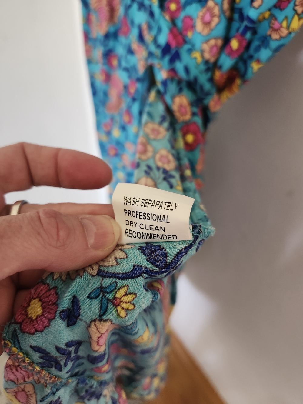 Bright Floral Mini Wrap Dress in Turquoise - Picture 9 of 9